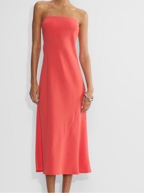 Babaton Strapless Coral Midi Dress